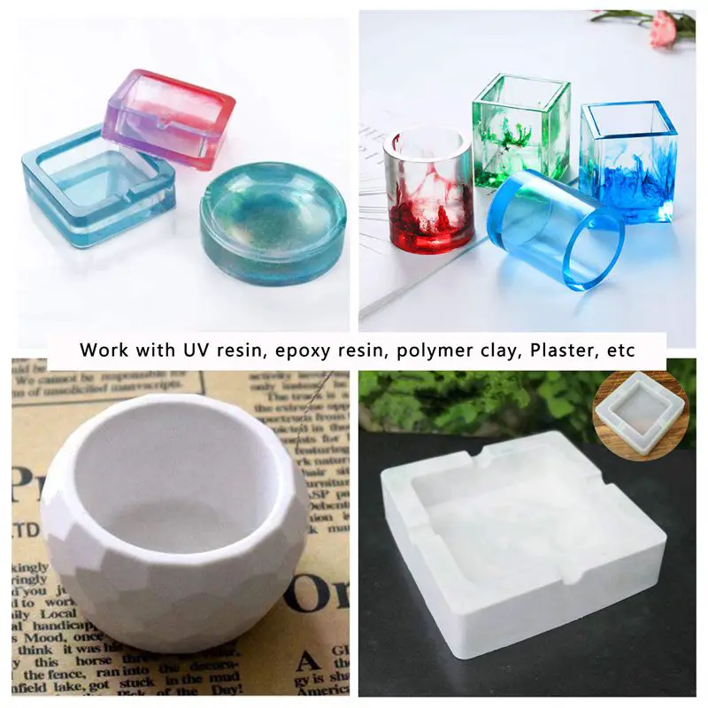 1X(Resin Silicone Mold Resin Art Molds Include Round,Square,Cylinder ...