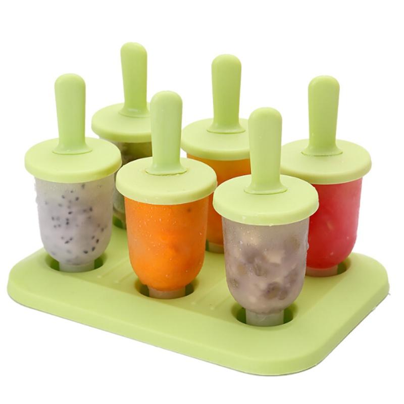 6 Cavities Plastic Reusable Popsicle Molds Free Ice Cream ...