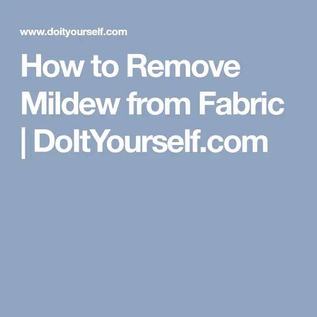 How To Remove Mold Mildew From Fabric