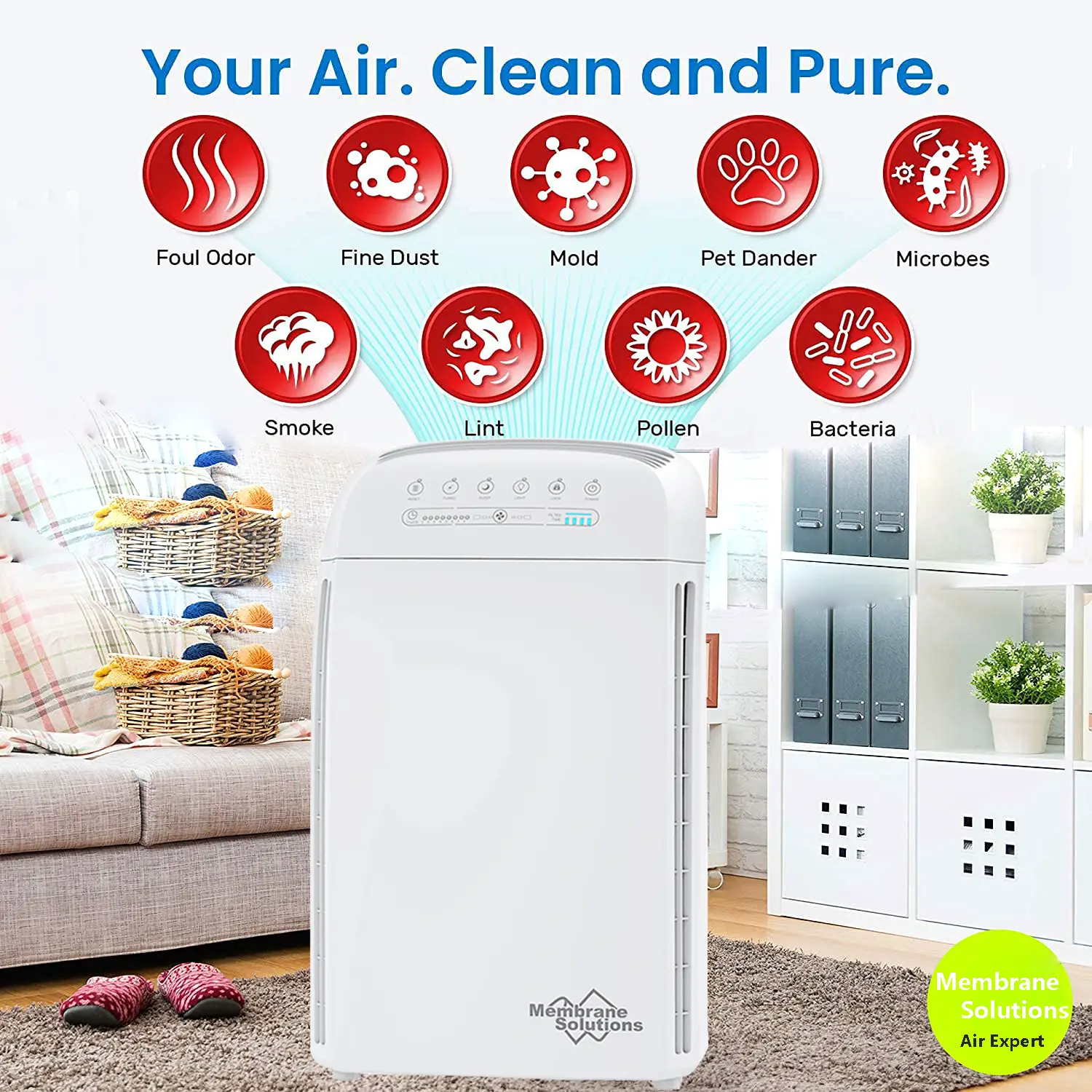 Large Room AIR PURIFIER True HEPA Filter Remove Allergies Odors Mold ...